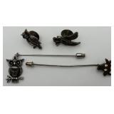 Lot Of 4 Silver Toned Fashion Pins