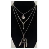 3 Nice Silver Toned Fashion Necklaces