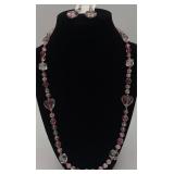 Nice Pink Beaded Fashion Necklace & Earring Set