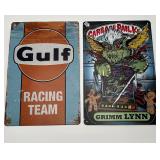 Vintage Style Garage Pail Kids and Racing Signs