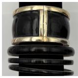 Lot Of 4 Silver Toned & Black Bracelets