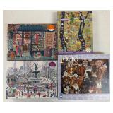 Lot Of 4 Nice 1,000 Piece Puzzles