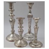 4 Slivertone Candlesticks
