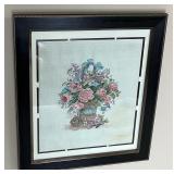 Floral Basket Cross Stitch Picture