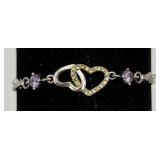 925 Sterling Double Heart Bracelet