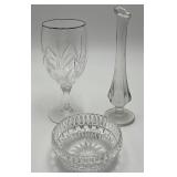 Vase, Wine Glass, and Mint Dish