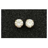 Pair Of 14K Gold And CZ Stud Earrings