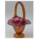 Indiana Glass "Red Sunset" Carnival Glass Basket