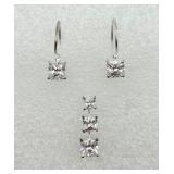 Sterling Silver & CZ Earring and Pendant Set