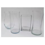 4 Various Clear Glass Vases
