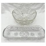 Beautiful Erched Crystal Bowl and Celery Dish
