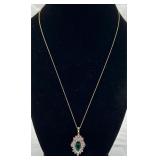 Lovely 14K Diamond & Emerald Necklace