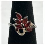 Vintage Signed ï¿½JJTï¿½ Sterling Silver & Garnet Ring