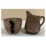 Rustic Hand-thrown Pottery Sugar & Creamer Set