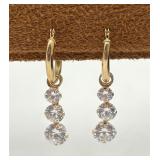Pair Of 14K Gold And CZ Earrings
