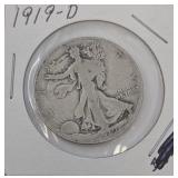 1919-D Walking Liberty Half Dollar
