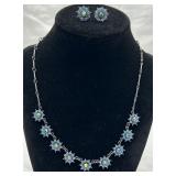 Pretty ï¿½Avonï¿½ Blue Daisy Necklace & Earrings