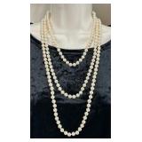 NICE 3-Strand Knotted Faux Pearl Necklace