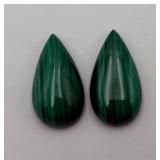 2 Tear Drop Cut Malachite Gemstones