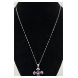 925 Sterling Silver Amethyst & CZ Necklace