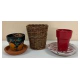 Lot Of Small Planters & An Ashtray