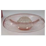 Rose Colored Centerpiece Bowl w/Flower Frog