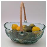 Libbey Glass Orchard Fruit Basket w/Faux Fruit