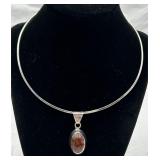 Sterling Silver & Agate Choker Necklace