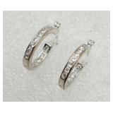 Sterling Silver & CZ Hoop Earrings