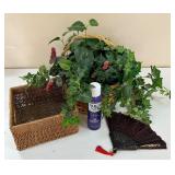 Artificial Plant, Basket & Misc. Items