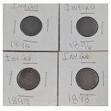 4 Indian Head Pennies: 1895-1898