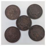 5 Indian Head Pennies: 1900