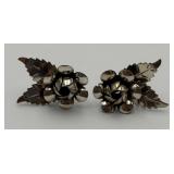 Pair Of Vintage Sterling Silver Flower Ear Screws