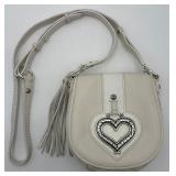 White Brighton Pebble Leather Crossbody Bag