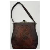 Antique Art Nouveau Hand-Tooled Leather Purse