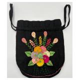 Embroidered Felt Drawstring Bag