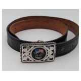 Leather Belt w/Patriotic Belt Buckle
