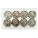 8 Buffalo Nickels, See Dates In Info.