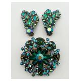 Large Vintage Pin & Ear Clips