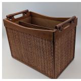Mid Century Modern Rattan Divided Basket