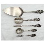 Antique 800 German Silver Rose Repousse Pieces