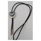Bolo Tie w/Silver & Blue Eagle Slide