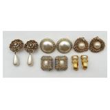 5 Pair of Fancy Faux Pearl Fashion Ear Clips
