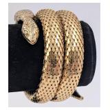 Vtg. Whitley & Davis Golden Snake Coil Bracelet