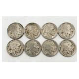 8 Buffalo Nickels, See Dates In Info.