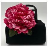 Black Fabric Purse w/ Large Floral Attachment
