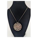 Chinese Sterling Vermilion Bird Pendant & Chain