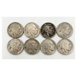 8 Buffalo Nickels, See Dates In Info.