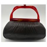 Vtg Dark Brown & Bakelite Purse