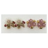 2 Pair of Vintage Flower Earrings
